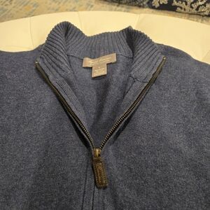 Daniel Cremieux Signature Collection Blue Quarter Zip Mock-Neck L Light weight
